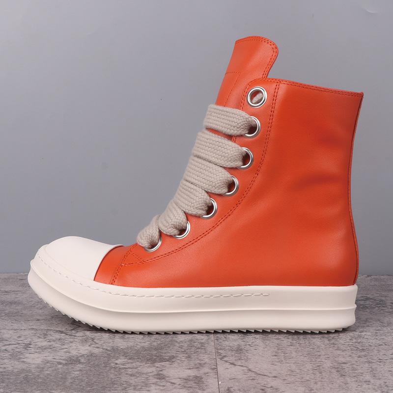 

Мужская повседневная обувь Модные мужские кроссовки Обувь на шнуровке для мужчин Уличная одежда Крупные шнурки Черные однотонные кроссовки 48 оранжевый