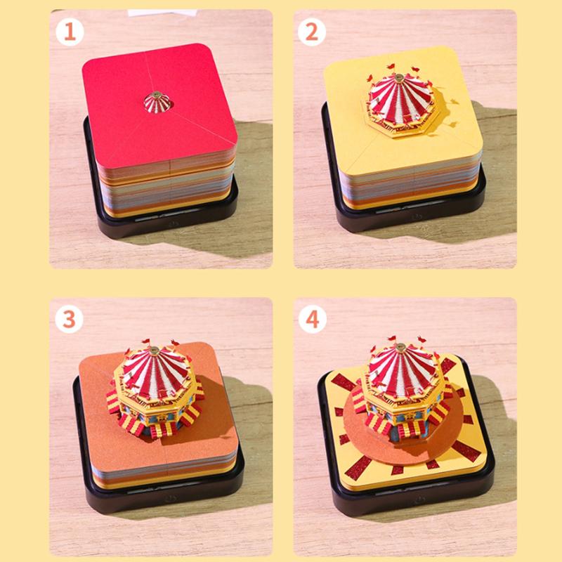 2026 Desk Calendar With Led Light Circus Panorama 3D Tear-Away Calendar Paper Carving Art Memo Pad Notepad Gift Home Decoration