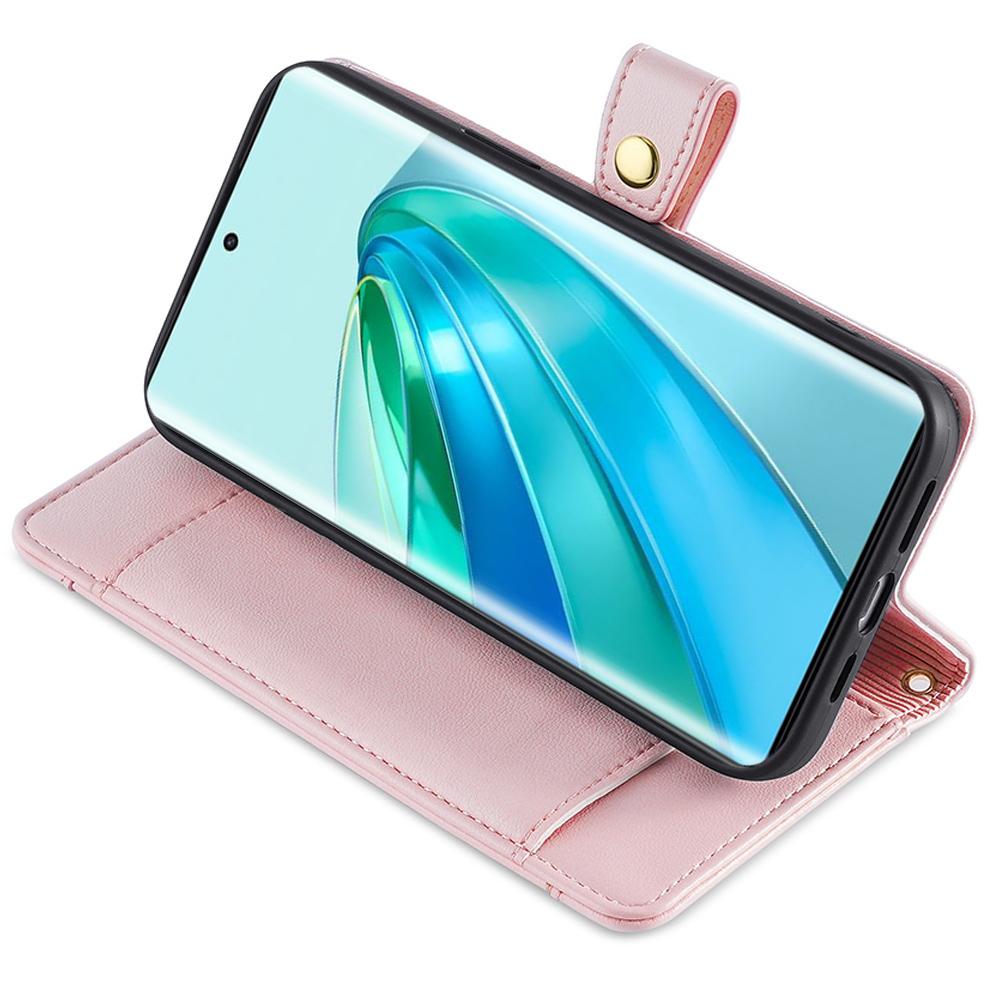 Phone Case for Honor X9a 5G/X40 5G/Magic5 Lite 5G PU Leather Zipper Pocket Card Slots Phone Cover with Straps