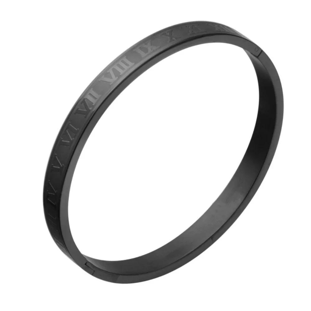 Herren- und Damen-Manschettenarmband, Edelstahlarmband mit römischen Ziffern, Hand Zirkon für Paare und Verliebte