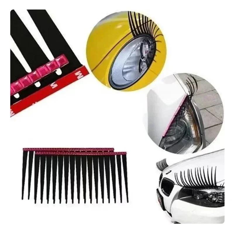 Car Headlight Eyelashes Stickers - Black PVC Eyebrow Stickers Exterior Body Decoration Accessories