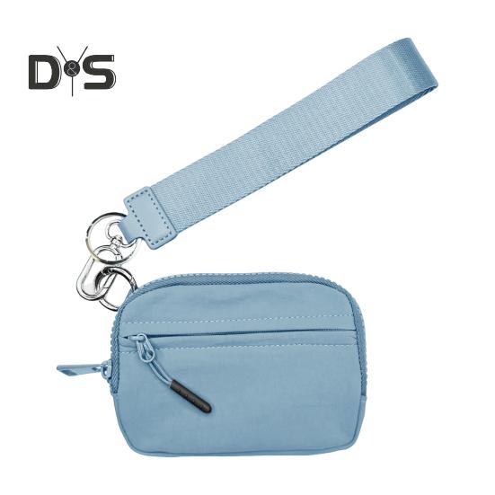 

Многофункциональная дамская сумочка-кошелек со съемным карабином, гладкая застежка-молния, легкий сменный чехол для телефона, помады, держатель для карт небесно-голубой