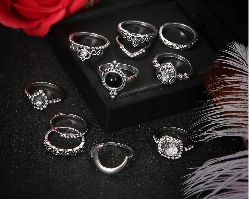 Silver Retro Punk Boho Ring Set 91