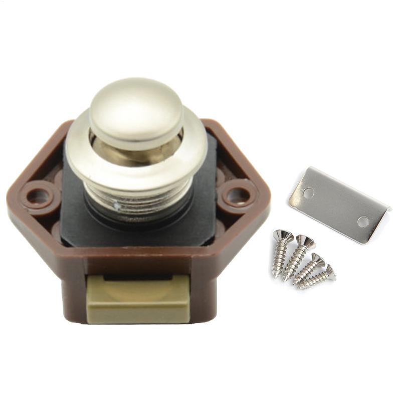 Push Button Lock RV Cabinet Door Latch Keyless Cupboard Locks RV Push Catches Knob Furniture Hardware for Caravan Home Yachts
