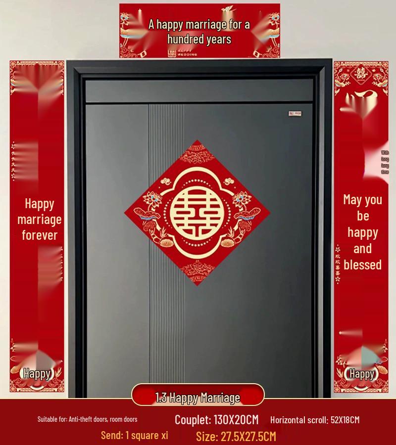 Brudgums lantliga bröllop Glada kupletter & Brudens ankomst Dörr Dubbel lycka Dekorationer