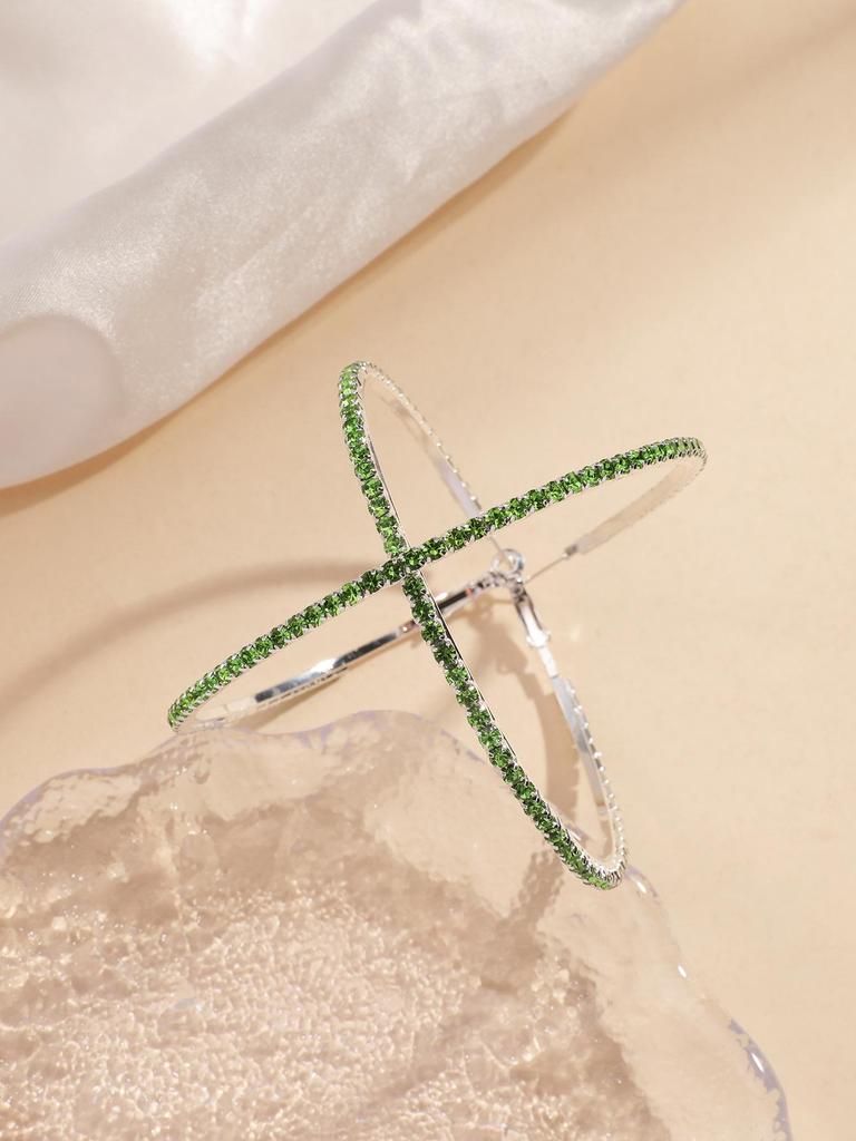 Orecchini a cerchio alla moda da 8 cm con strass per donna - Accessorio di moda brillante per festival e feste