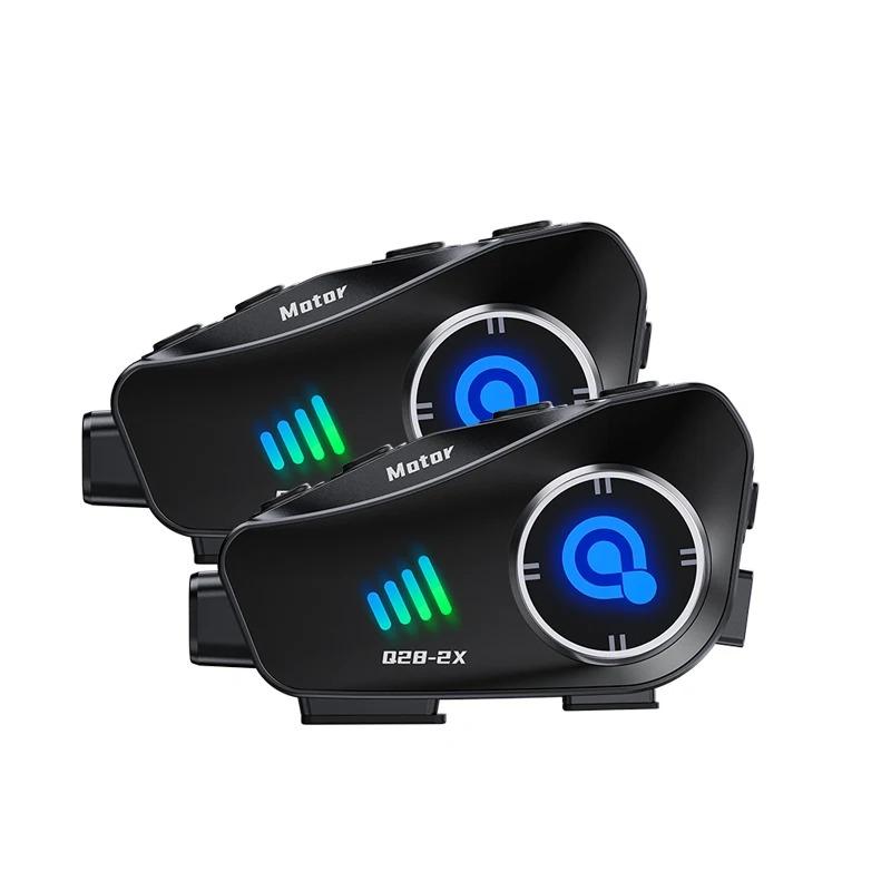 Q28-2X Motorcycle Helmet Bluetooth Intercom Headset 1080P HD Ultra-Wide-Angle Lens 2-Person 1000 Meters WiFi Video Recorder