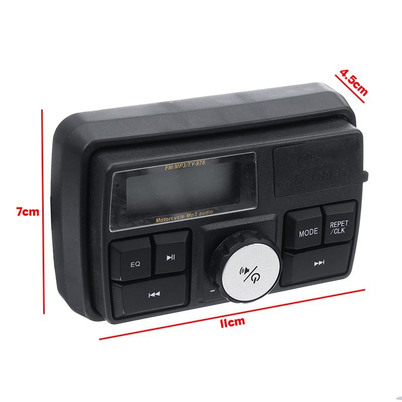 12V DC 10W Black Anti-theft Alarm Stereo Sound Speaker Waterproof Motorcycle Audio FM Radio MP3 Player Music Amplifier Remote Control