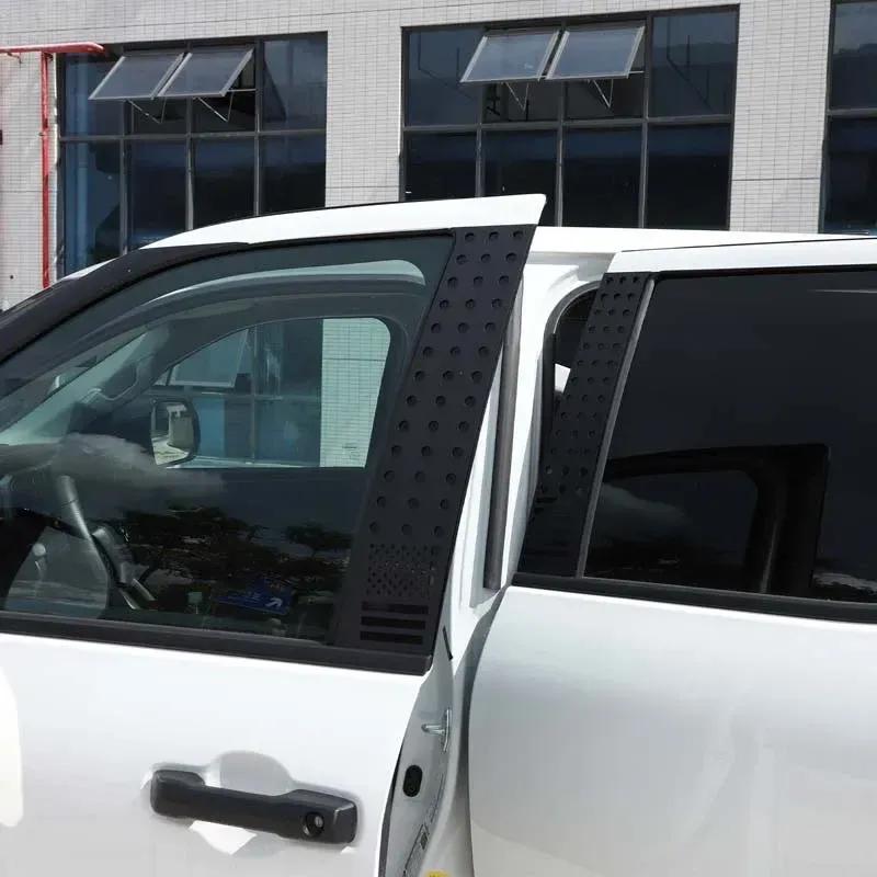 For Toyota Tundra -2024 Pickup Car Windows B-pillar Center Column Cover Trim Sticker Aluminum Alloy Black Accessories 4Pcs