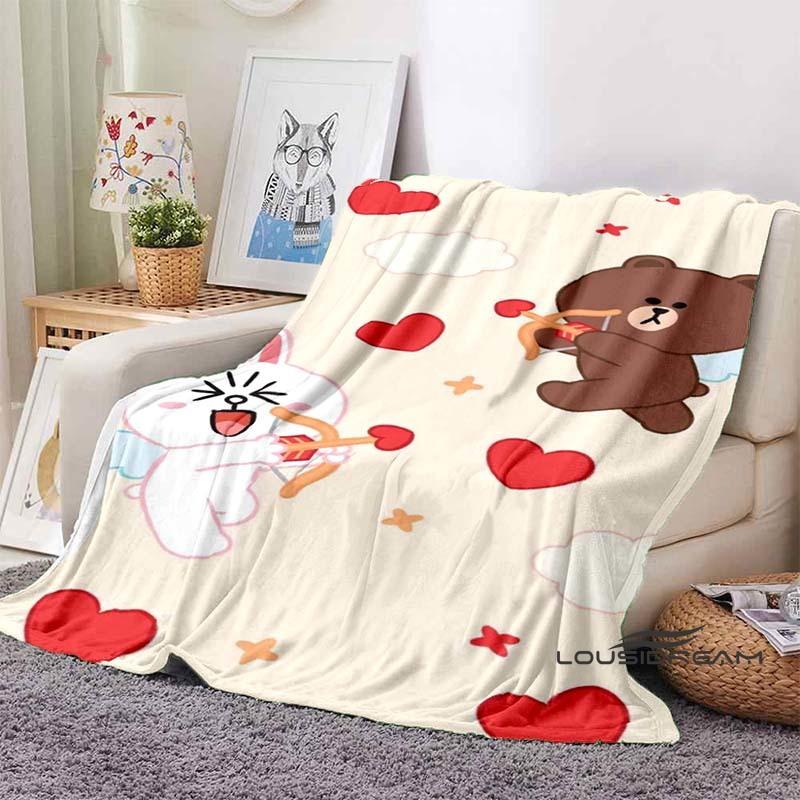 Cute BROWN & FRIENDS Blanket—Perfect for Use On Sofas, Beds, In Cars, Living Rooms, and Bedrooms. A Wonderful Gift for Children.