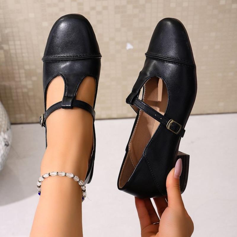 Dámské boty na ploché podrážce z vyřezávané hovězí kůže v britském stylu s T-páskem, nazouvací, gradientní barva, retro elegantní, dámské štíhlé, na denní nošení, žena