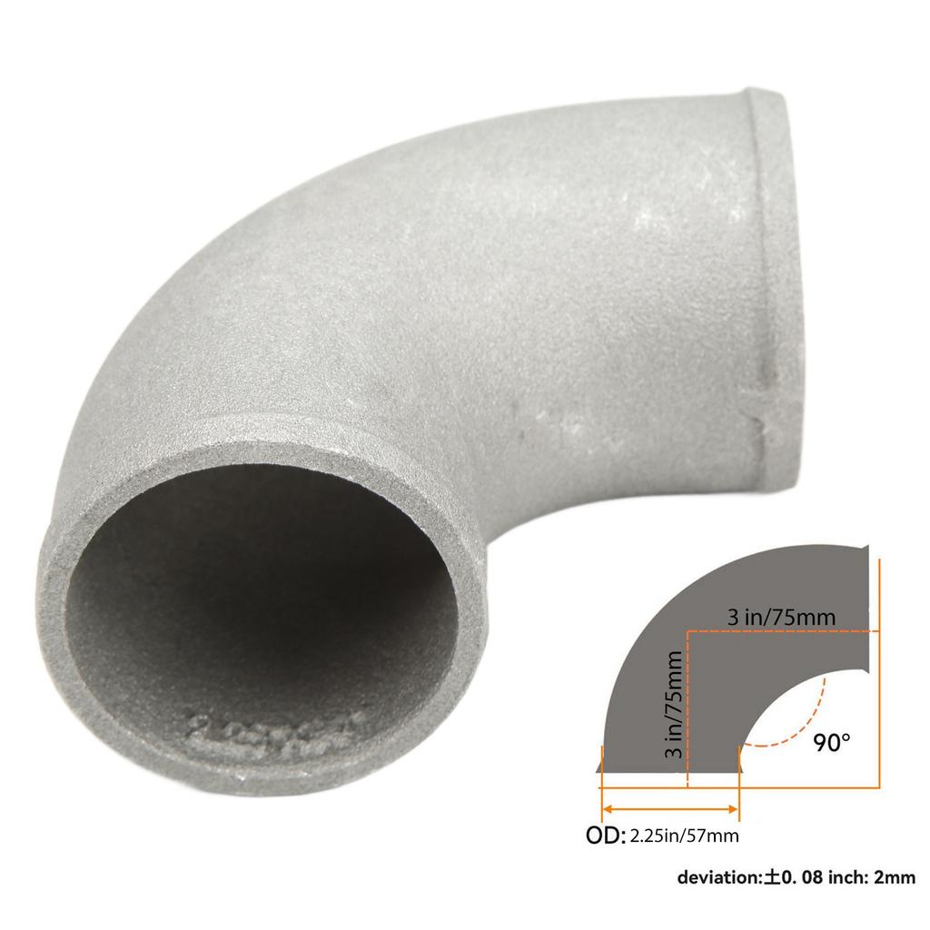 Turbo Intake Elbow Pipe 2.25in OD Cast Aluminum 90 Degrees Intercooler Tight Bend Tube for Cars