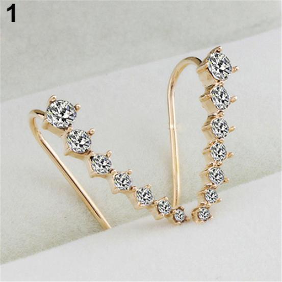 Women Fashion Rhinestone Big Dipper Ear Studs Clips Hook Earrings Jewelry Gift