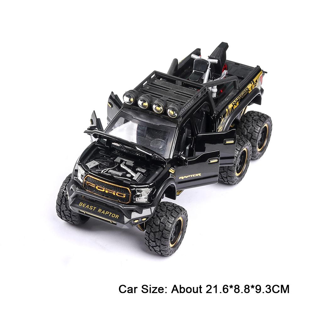 1:24 Mammoth F-150 Raptor Diecast Alloy Model Toy Car Doors Opened Sound Light Pull Back Miniature Vehice Adult Boy Fashion Gift