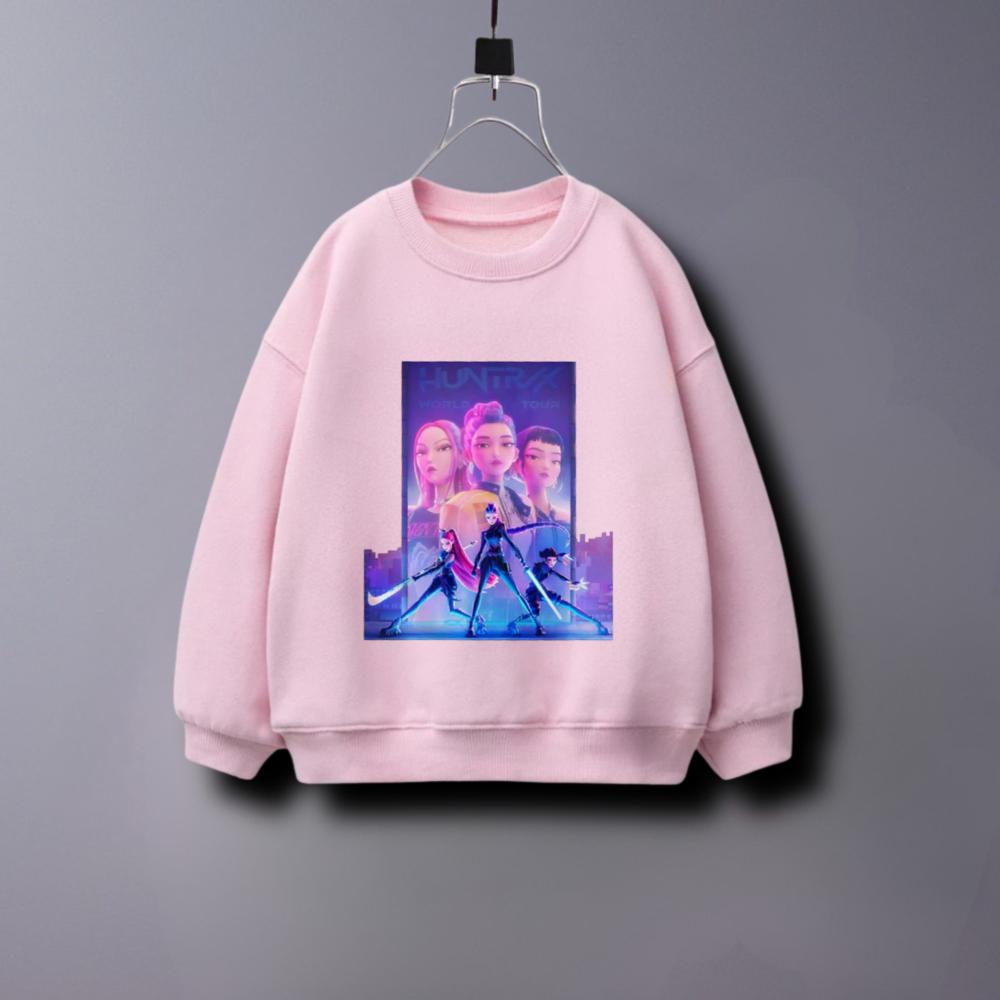 Sweatshirts For Girls Clothing Spring/autumn Fashion Casual Long Sleeved Tops Hoodie Crewneck Pullovers Printed Demon Hunters