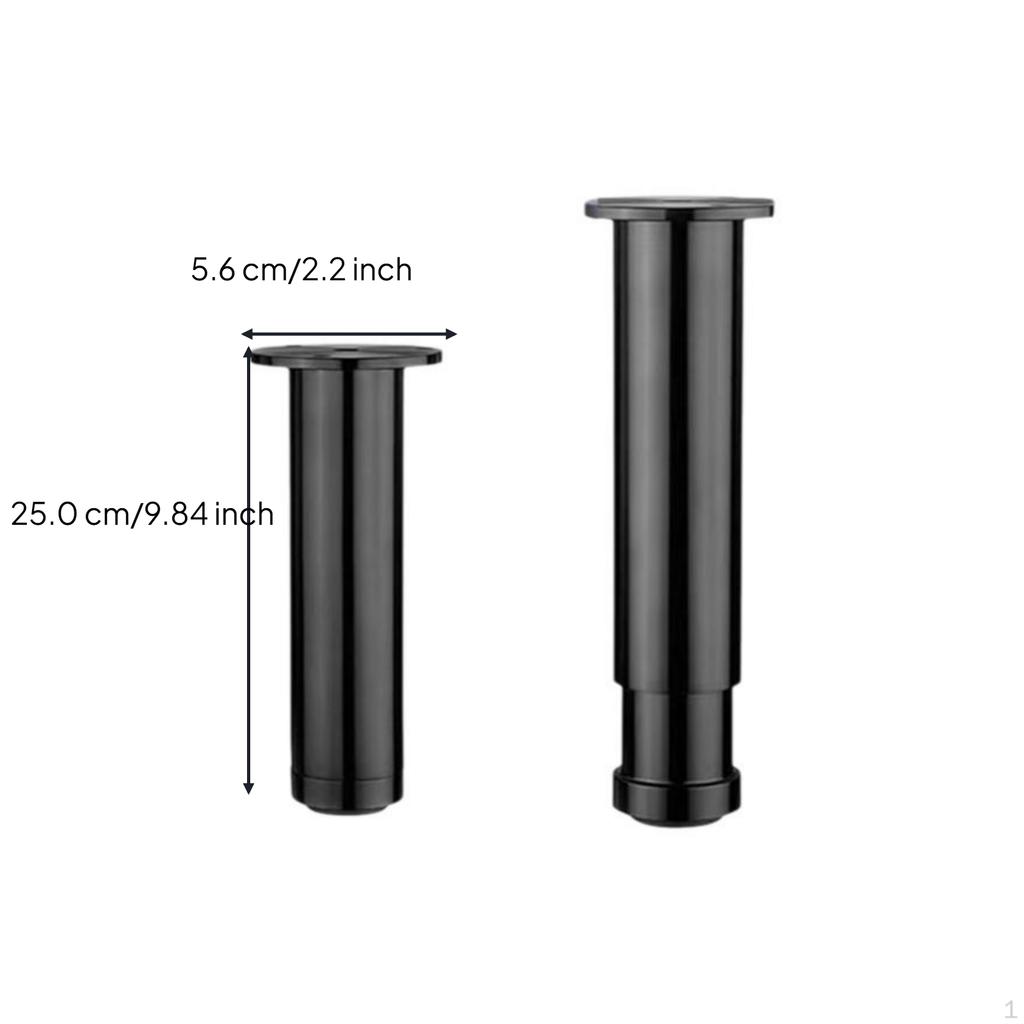 Adjustable Support Legs, Aluminum Alloy Furniture Sofa Bed Cabinet Table Black 8cm