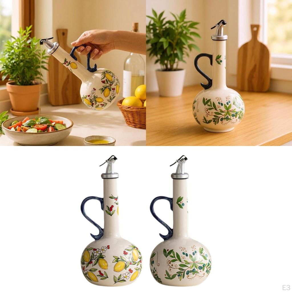 Ceramic Oil Dispenser Bottle, Olive Dispenser, Creative Condiment Bottle with Modern Artistic