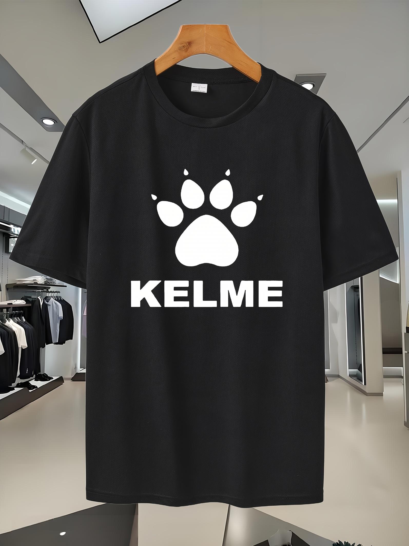 

Sporty Graphic T-shirt - 100% Polyester Breathable Moisture-Wicking Short Sleeve Tee with KELME & Paw Print Design L