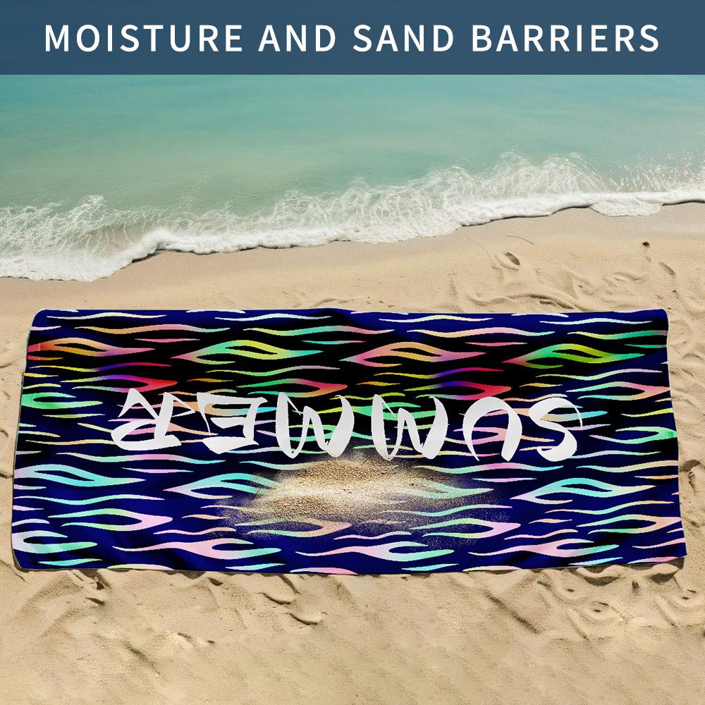Printed Beach Towel Seaside Vacation Double-sided Velvet Quick-drying Beach Bath Towel Color Printed Absorbent Towel