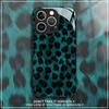 Dark green leopard print tempered glass phone case suitable for iPhone 17 16 15 14 13 12 11Pro Max Plus anti drop and shockproof