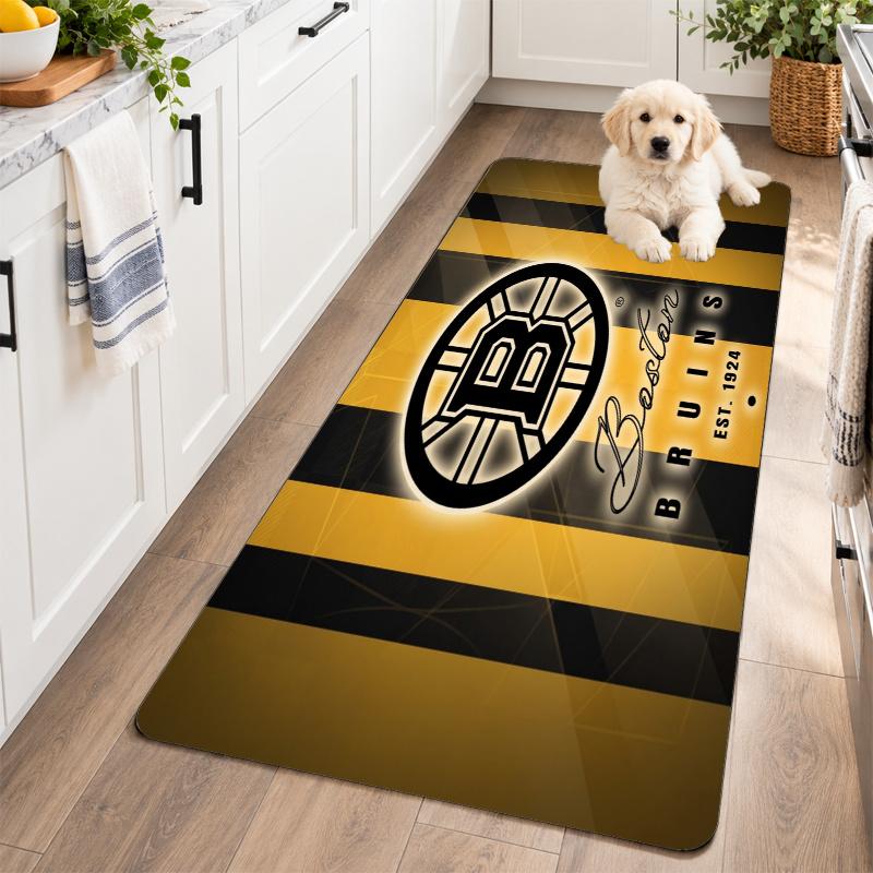Flannel Kitchen Mat Boston Bruins Soft Area Rug Non Slip Floor Carpet Home Decoration