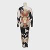 10798 European and American Women's Plus Size V-Neck Long Sleeve Slit Dress with Colorful Print