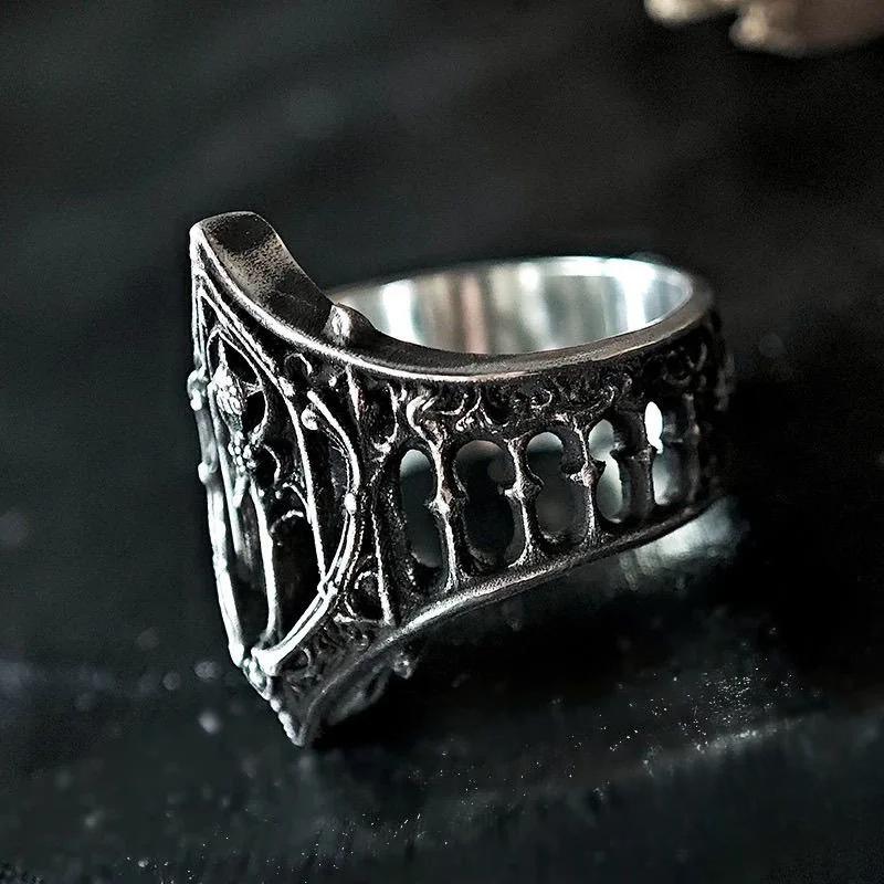 New Classical Gothic Vintage Ring, Fashion Creative Holiday Gift Castle Personality Ring