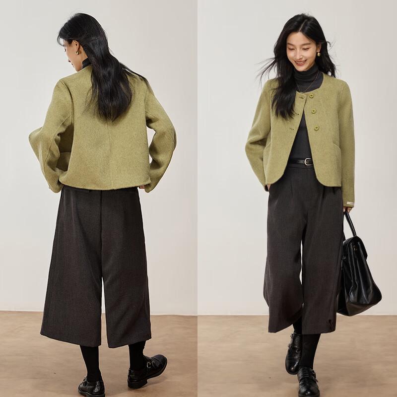 VICTORIA&VERA Women's Two-Tone Wool Blend Short Coat