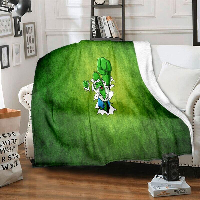 S-Simpson Měkký plyšový rozkládací pohovka Hodící Cartoon Moderní flanelové přikrývka Potah Tištěná přikrývka Dárek Piknikové deky