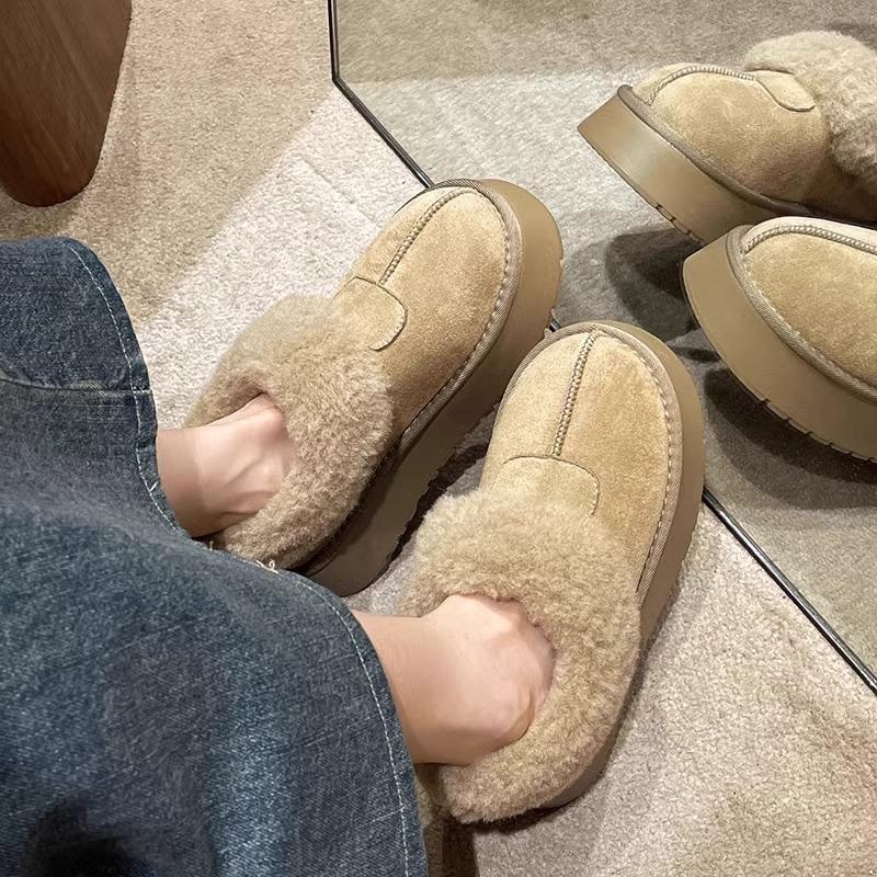 Thick-soled Low-top Snow Boots Women's Fur Integrated 2025 New Lazy One-pedal Plush Winter Plush Cotton Shoes