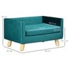 Dog Sofa Dog Bed Dog Couch made of Velvet with Backrest, Wooden Legs, Cushion, up to 8 kg 64 x 45 x 36 cm Blue