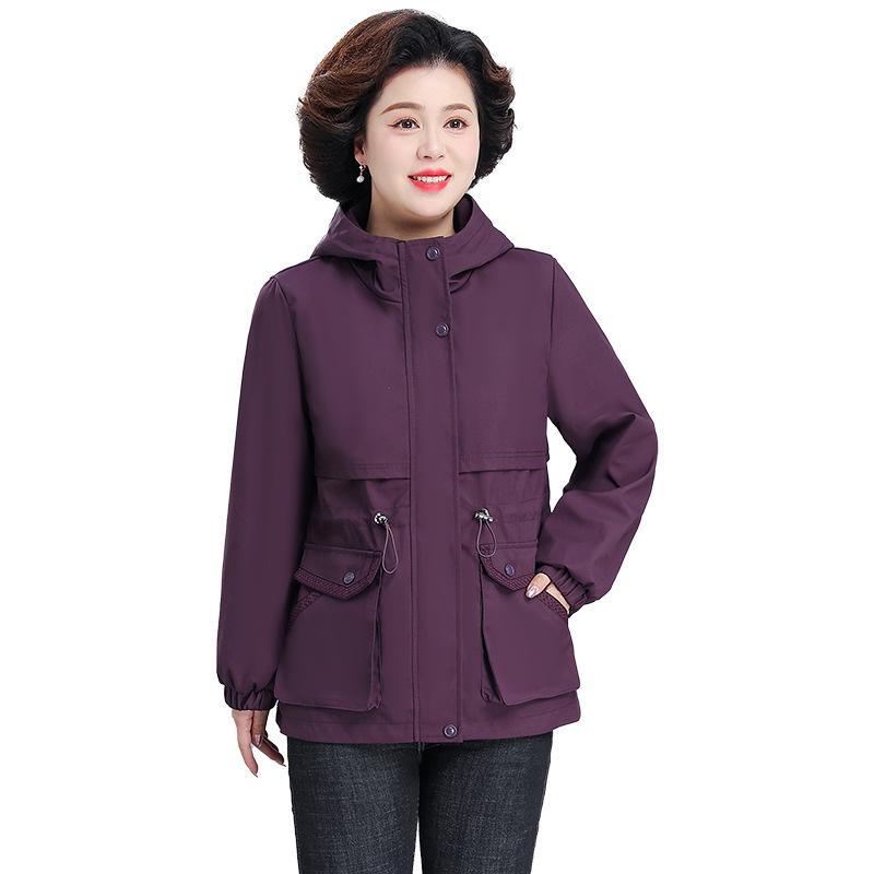 Noble Lady Spring-Autumn Hooded Jacket for Middle-Aged and Elderly Women - 2026 New Style