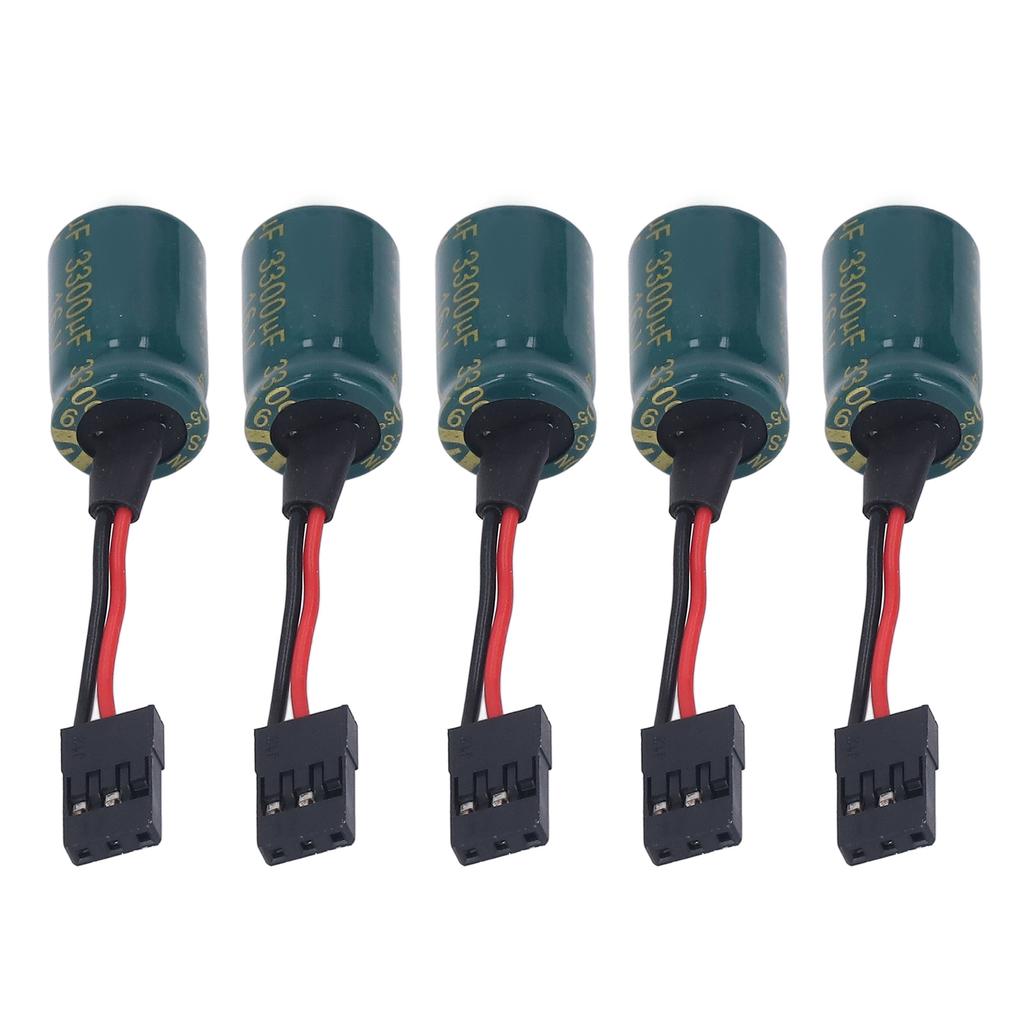 5pcs RC Drone Voltage Protector 3300uF 16V Large Capacitor Receiver Voltage Protector with Plug for FUTABA