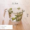 Retro Flower Measuring Cup with Lid Glass Milk Juice Cup with Scale Measuring Jars Household Kitchen Gadgets Baking Cooking Tool