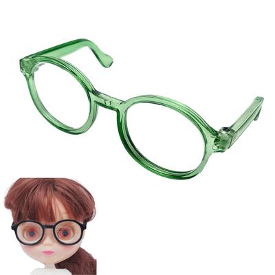 DOYOUCOTO Glasses Plush Doll, Chibi Plush, Oshikatsu, Round Glasses, Mini Doll Parts, Small Plush Toy, Pet Figure, Handmade Material (Clear Green,