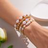 Artificial Pearl Beaded Bracelet With Geometric Oval Design For Womens Fashion Accessory