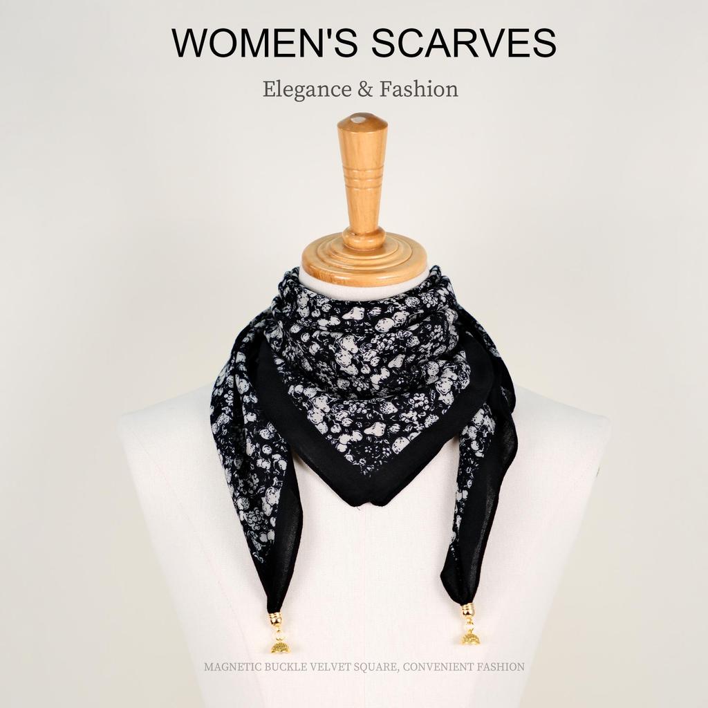 Golden Bean Magnetic Buckle Scarf – Fashionable Cotton & Linen Shawl for Mothers