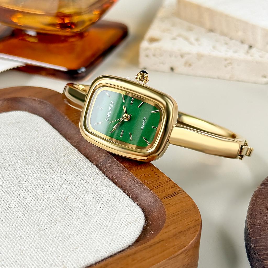 SUNLIFEX New Square Dial Women's Quartz Watch Brand Dress Gold Bracelet Strap Watches Original Simple Wristwatch Ladies Clock