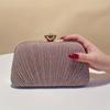 Solid Color Banquet Clutch, Metal Chain Pleated Fashionable Design Shiny Shoulder Bag, Women's Diagonal Cross Bags
