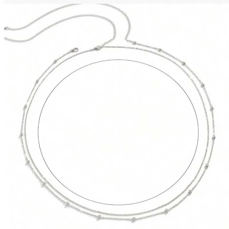 Fashion Metal Double Layered Beads Belly Chains for Women Simple Gold Color Waist Body Chain Beach Party Jewlery Accessories