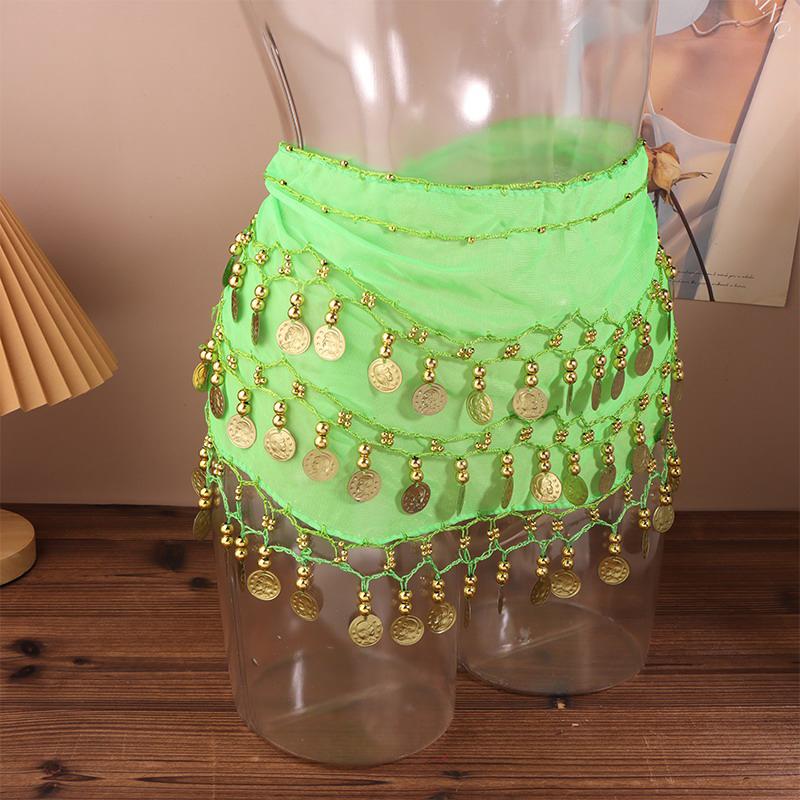Belly Dance Waist Chain Costume Dance Hip Scarf With Golden Coin Decorative Waist Chain For Professional Dance Performances