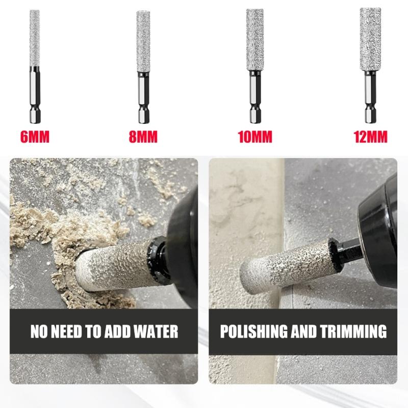 6-12mm Diamonds Drill Bit Set Drilling and Grinding Hexagonal Shank Diamonds Drill Bit Hole Saw for Ceramic Tile Granite