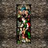 Pellicola Vetro Colorato Statico Stile Vintage Arte Sacra Adesivi per Finestre PVC Autoadesiva Pellicola Cristiana Europea Classica