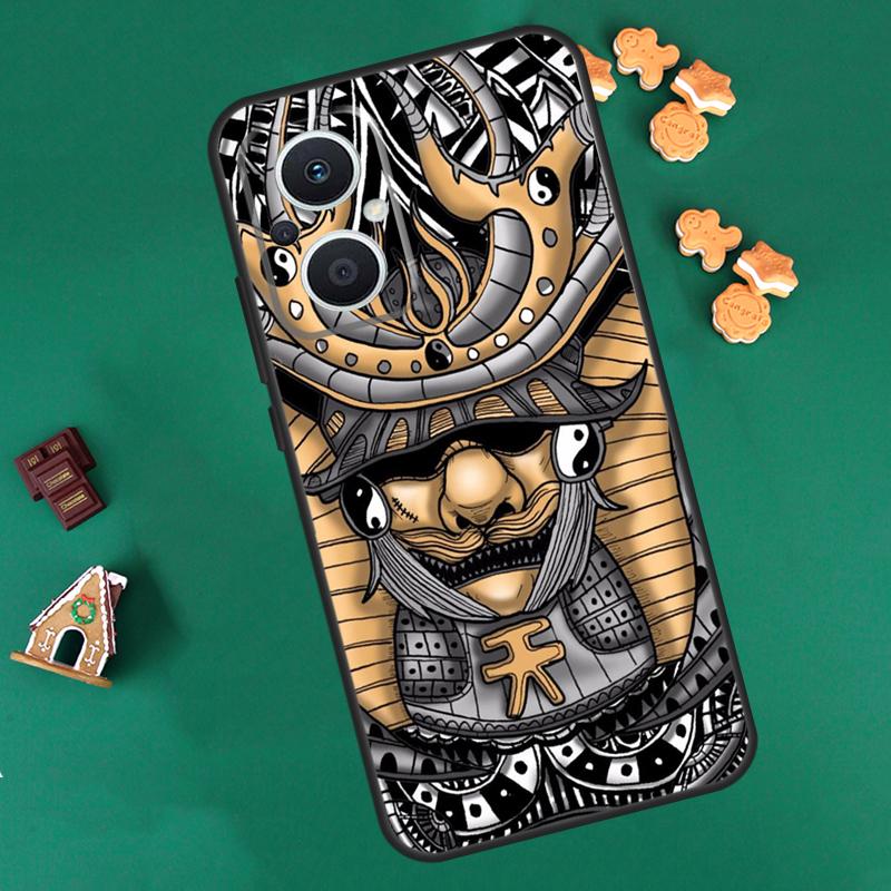 Samurai Japanese Warrior Mask Case For OPPO Reno 14 F 13 12 11 10 Pro 8T 8 7 Lite Cover For OPPO Find X8 X6 X5 X9 Pro Coque