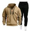 Men's Multi-Pocket Hoodie and Sweatpants Set - Solid Color, Spring/Autumn Sportswear