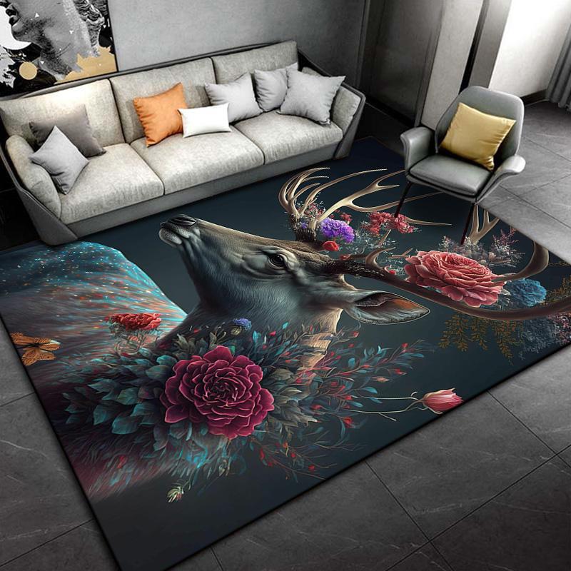 

3D Мультяшный Скандинавский Лось Олень Ковер, Ковер для Гостиной Спальни, Детский Игровой Нескользящий Напольный Коврик Диванный Дверной Коврик Декорация 40x60cm16x24in