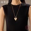 New Gold Brushed Love Braided Rope Long Pendant Fashionable and Simple Women's Versatile Heart-shaped Long Necklace
