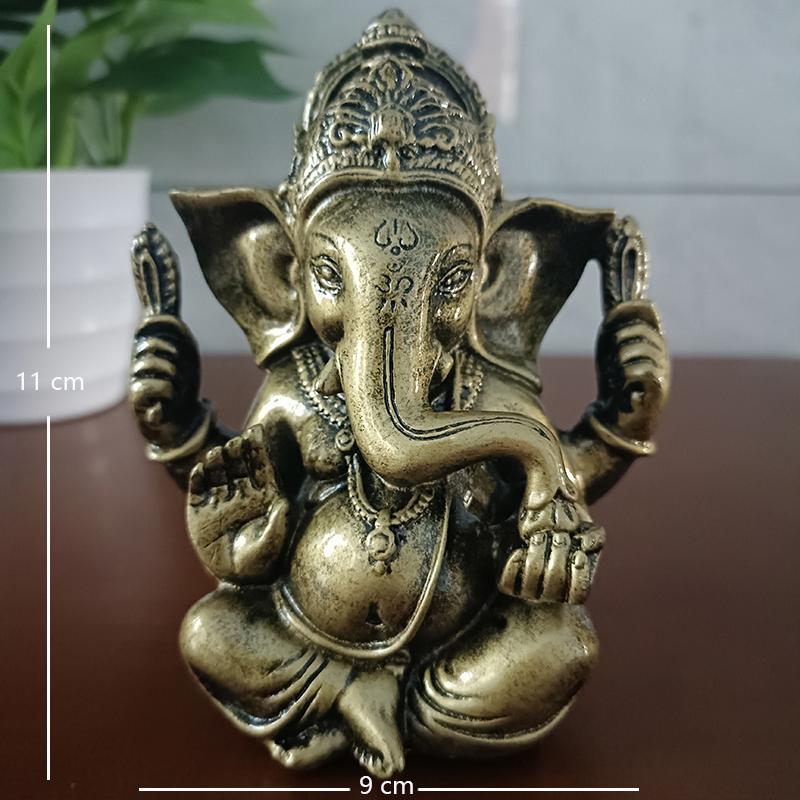 11CM Jade Colour Lord Ganesha Buddha Statue India Elephant God Ganesh Sculpture Buddha Statues Feng Shui Home Garden Decoration