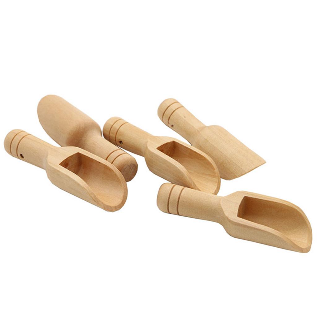 Wooden Mini Tea Coffee Scoops Seasoning Candy Spices Bath Salt Spoons Bath Salt Spoon Candy Flour Scoops Kitchen Gadgets