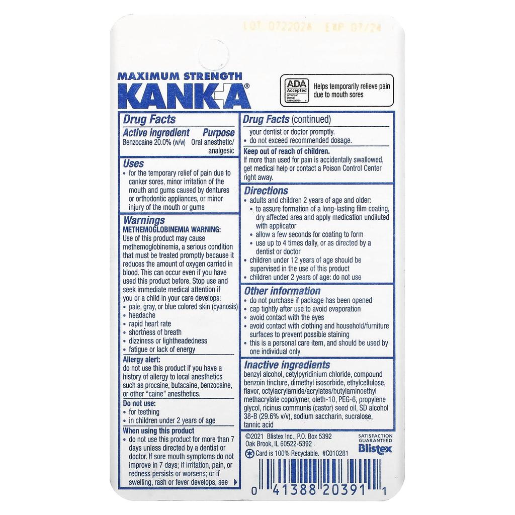Kank-A, Liquid Oral Pain Reliever, 9.75 mL (0.33 Fl Oz)